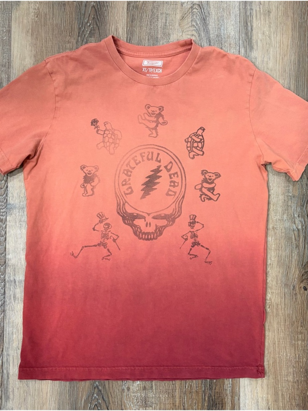 Grateful Dead Orange to Red Ombre Tee with Dancing Bears
